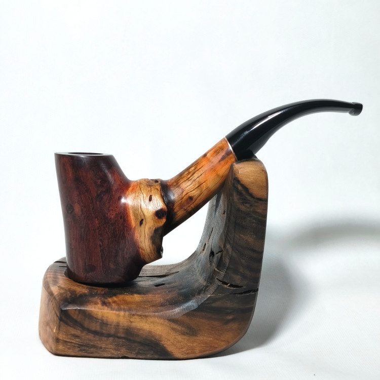 پیپ دستساز. بدون خراطی. چوب سخت کایو kayo. رنگ طبیعی چوب. مدل rustic (رستیک)