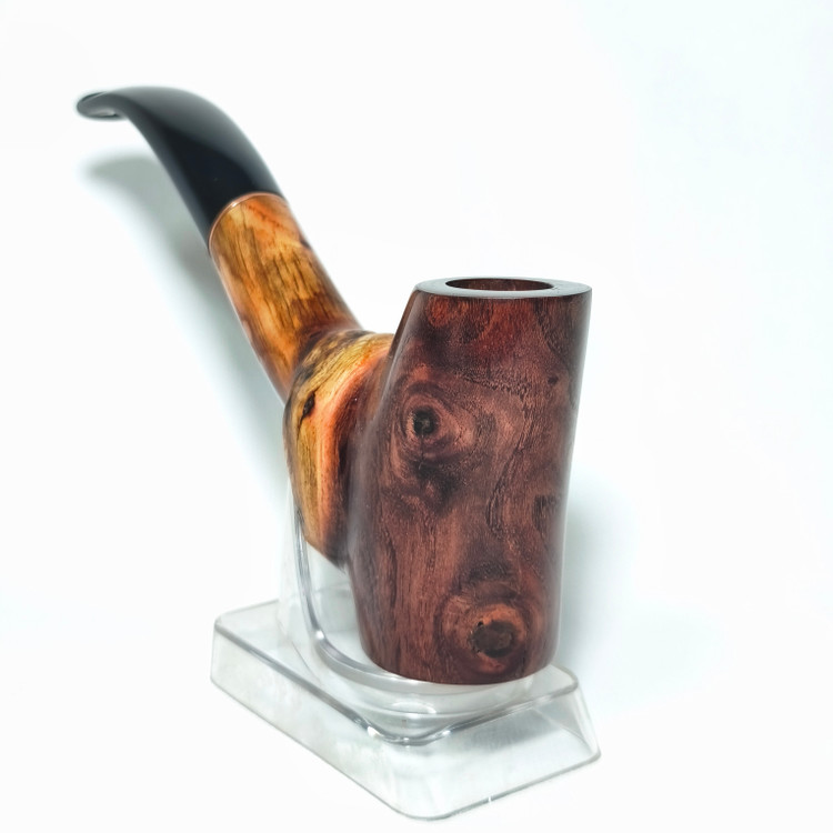 پیپ دستساز. بدون خراطی. چوب سخت کایو kayo. رنگ طبیعی چوب. مدل rustic (رستیک)