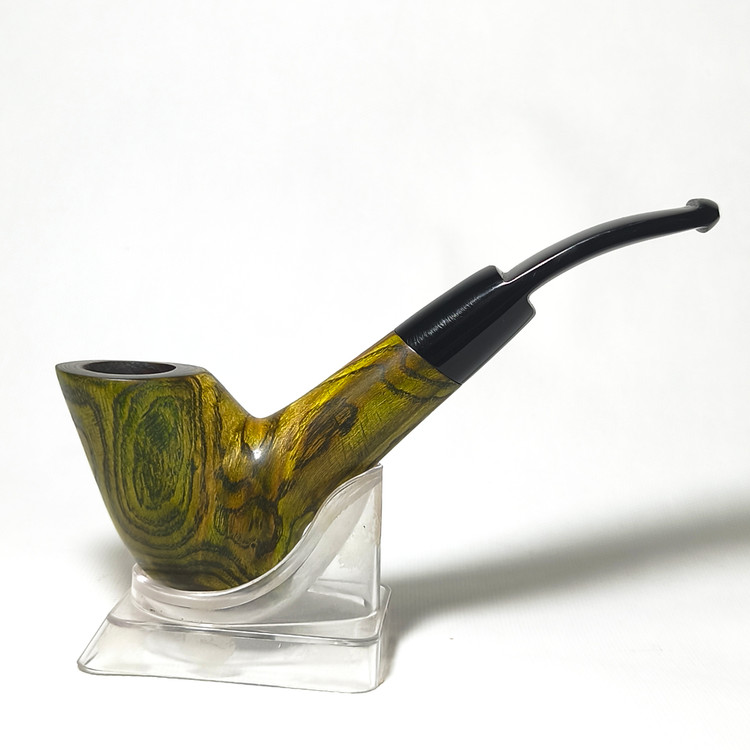 پیپ دستساز، چوب اختصاصی کایو kayo، فیلترخور، دسته پلکسی آکریلیک، رنگ طبیعی چوب، ترانسپرنسی با رنگ سبز مخصوص چوب، مدل taraal
